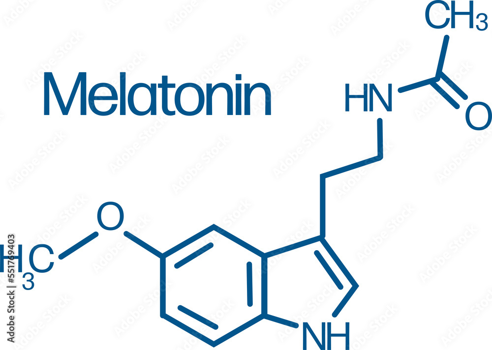 Melatonin sleep hormone skeletal molecular formula structure. PNG. Melatonin sleep hormone skeletal molecular formula structure. PNG.