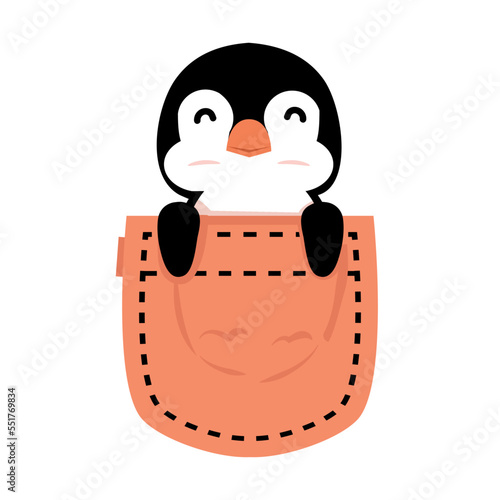 Cute Penguin  in pocket cartoon