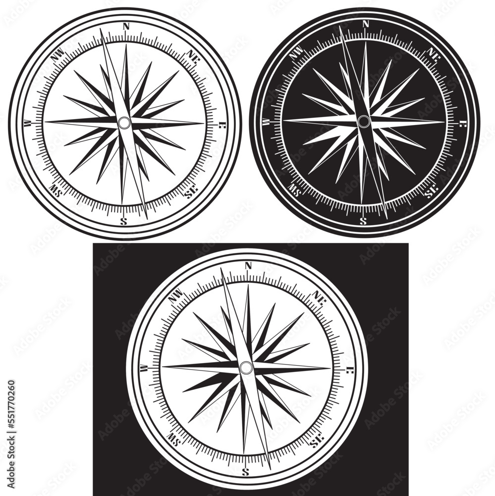 Set of Realistic compass isolated on white background. Vector illustration.
Set of Realistic compass isolated on white background. Vector illustration.