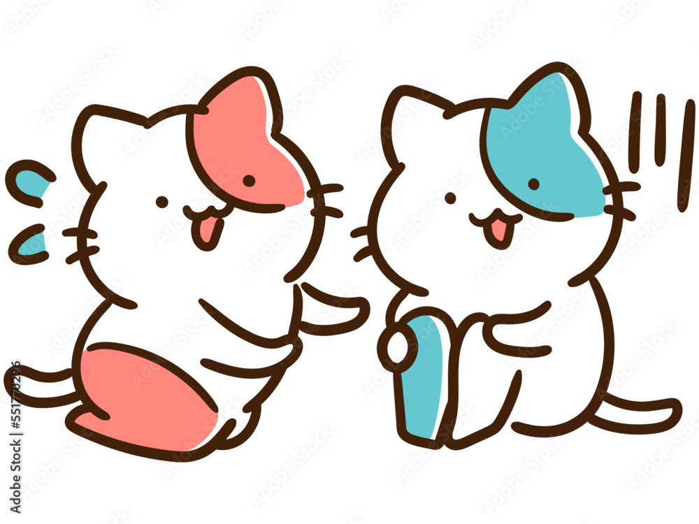 Obraz premium 落ち込む知人を励ますかわいいねこのキャラクターの手書き風イラスト