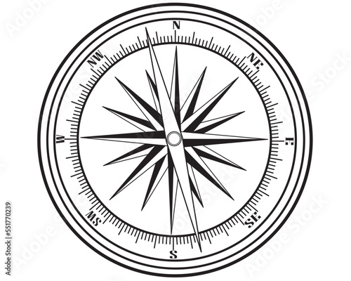 Realistic compass isolated on white background. Vector illustration. 