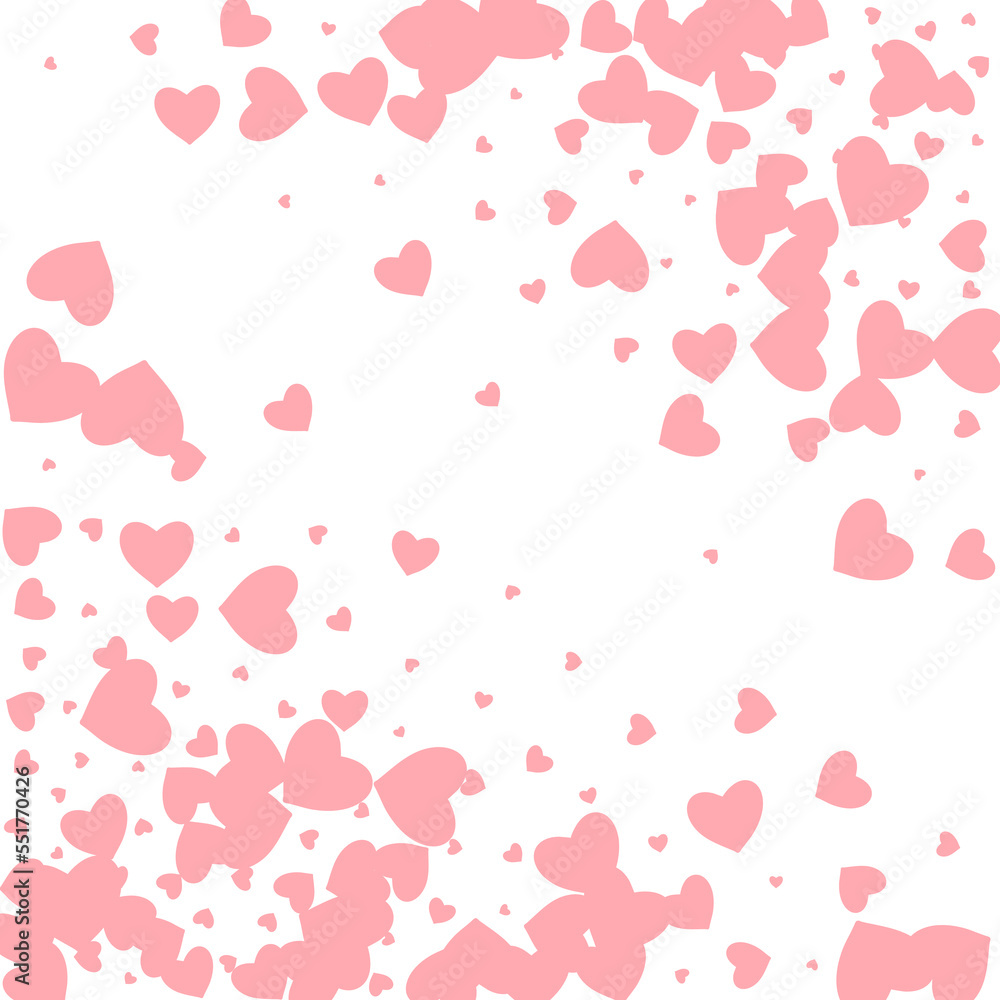 Pink Heart Vector White Backgound. 3d Hearts