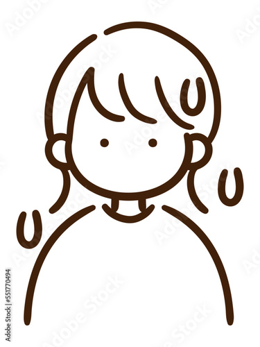 焦るシンプルおしゃれな線画女性イラスト