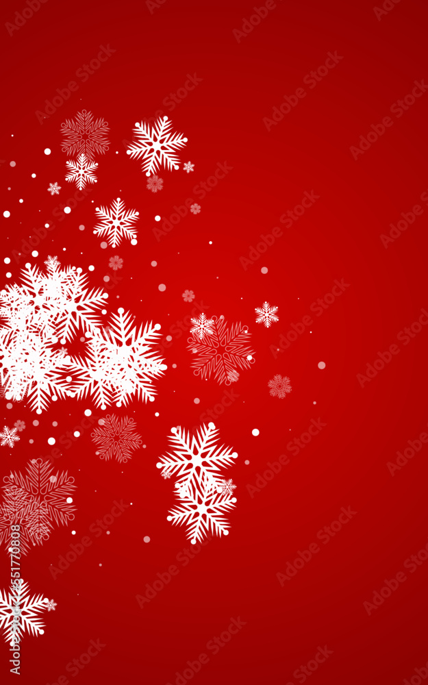 White Snowflake Vector Red Background. Xmas Snow White Snowflake Vector Red Background. Xmas Snow