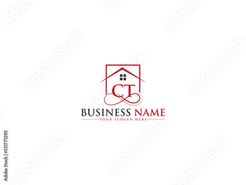 Building CT tc Home Logo, Real Estate Ct Logo Letter Vector