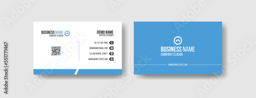 Blue simple clean modern business card vector template design