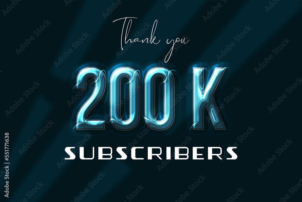 200 K subscribers celebration greeting banner with Plastic Design