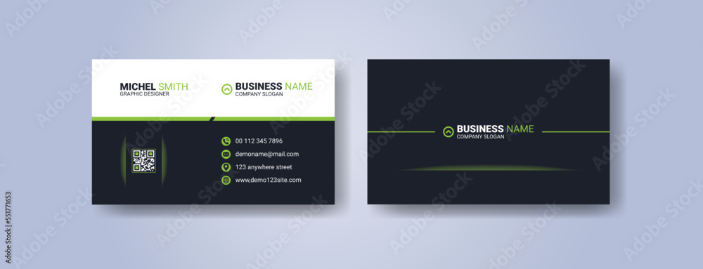 Green corporate and modern simple clean business card and name card template design Green corporate and modern simple clean business card and name card template design