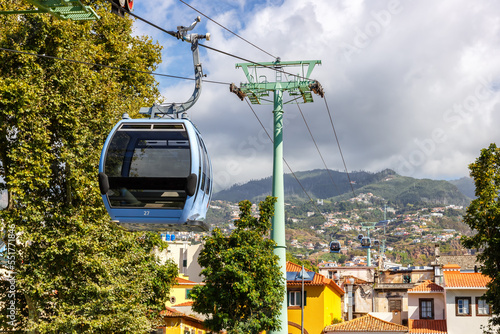 Cable car of Funchal to botanical garden on Madeira island in Portugal