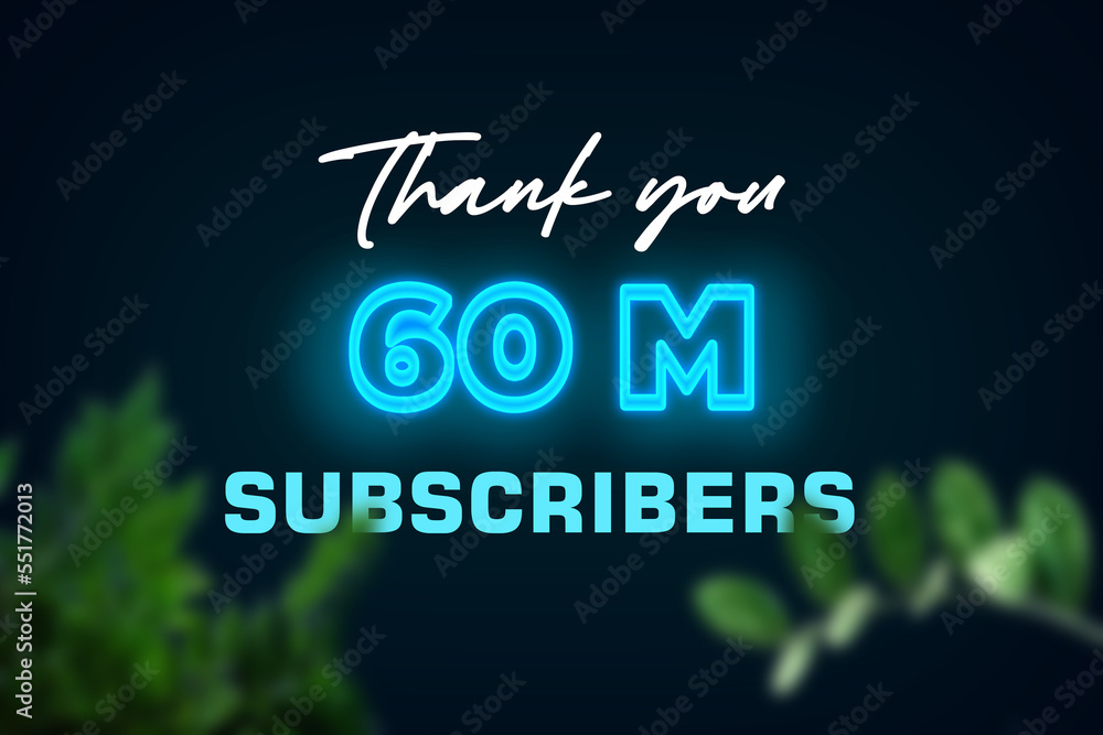 60 Million subscribers celebration greeting banner with Glow Design 60 Million subscribers celebration greeting banner with Glow Design