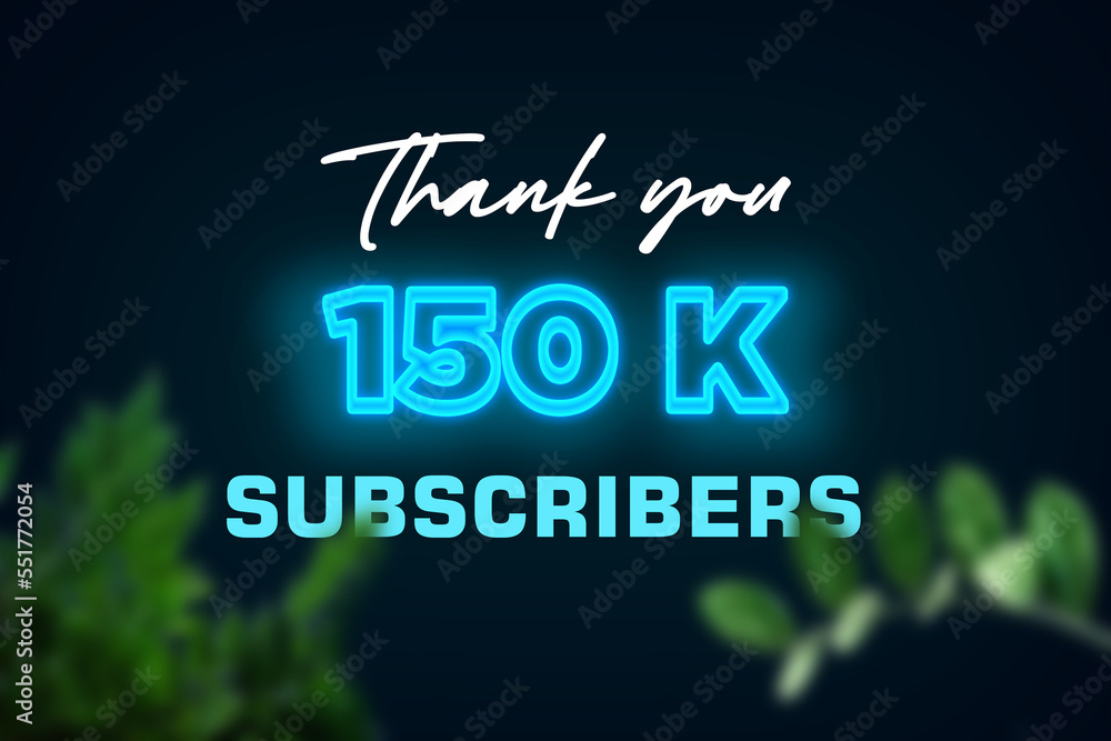150 K subscribers celebration greeting banner with Glow Design