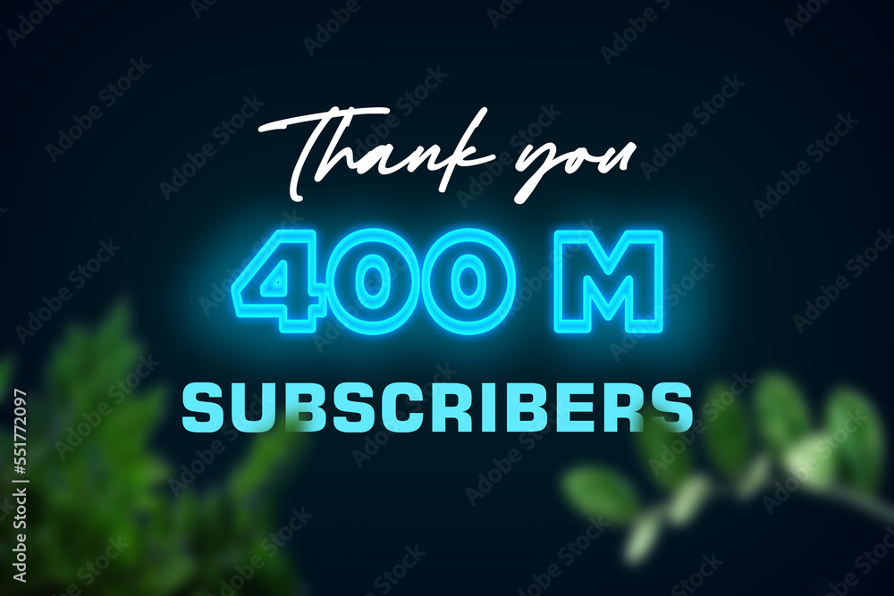 400 Million  subscribers celebration greeting banner with Glow Design