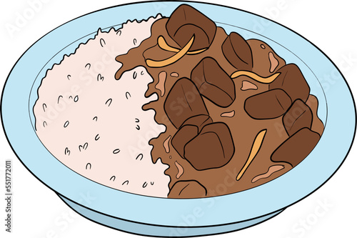 An isolated illustration of Asian food. Flat design of delicious food