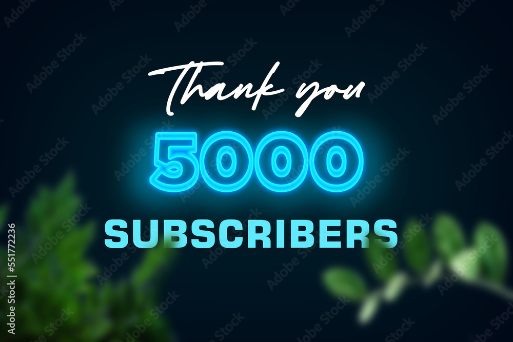 5000 subscribers celebration greeting banner with Glow Design