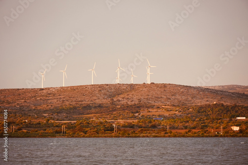 Wind turbines on a sunny morning. Wind farm. Landscape with mountainsLake of Leucate, Languedoc-Roussillon, France.
Lake of Salses between the departments of Pyrénées-Orientales and Aude in Occitania. photo