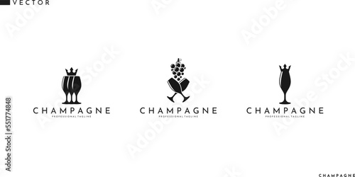 Champagne logo. Wine shop sign