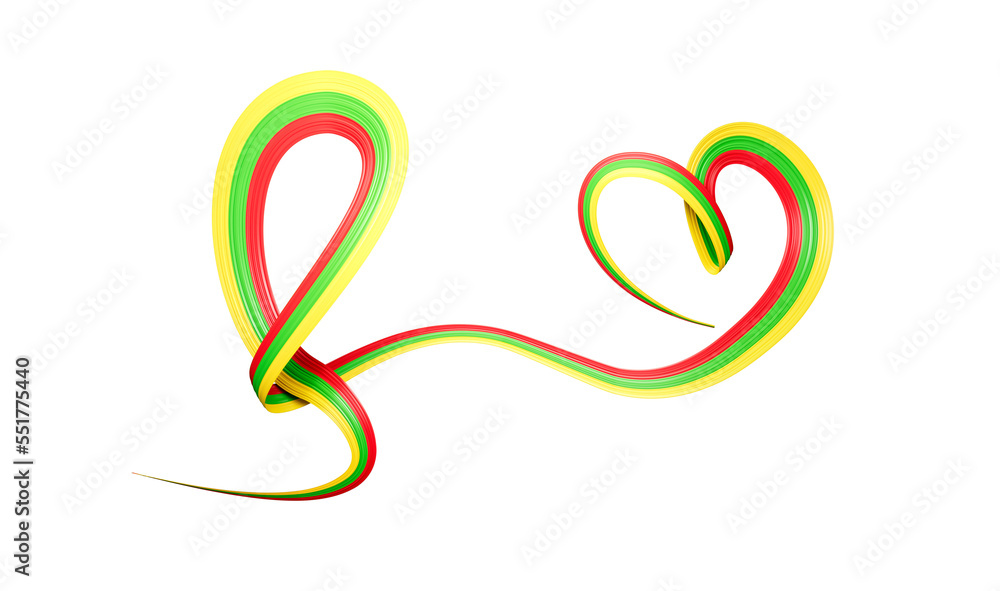 Fototapeta premium National flag of the Myanmar in the shape of a heart 3d illustration