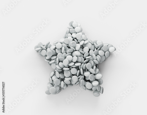 White Sweet color candy in shape of star 3d illustration