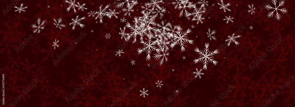 Silver Snowflake Vector Panoramic Red Background. Silver Snowflake Vector Panoramic Red Background.