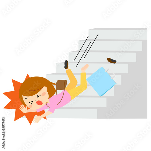 外出先の階段で転倒、転落した女性