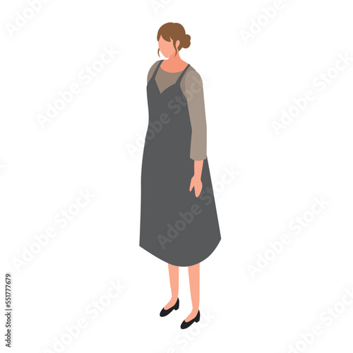 アイソメトリック_キャミワンピを着た女性