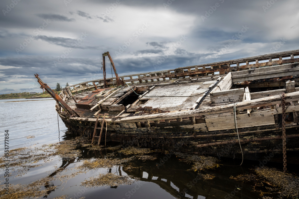Derelict boat wrecks on the Isle of Mull, Scotland