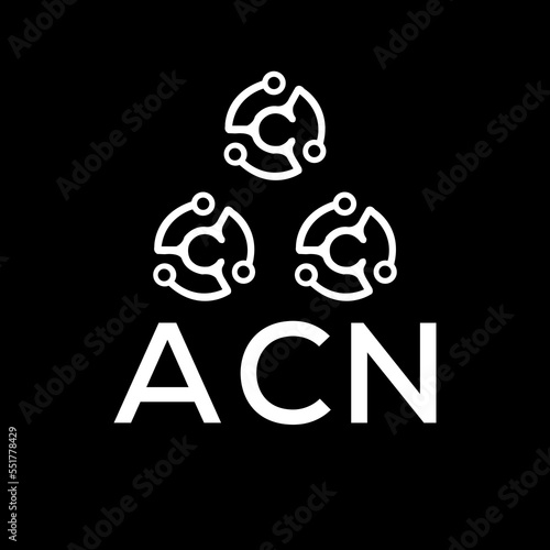 ACN letter logo. ACN best black background vector image. ACN Monogram logo design for entrepreneur and business.
