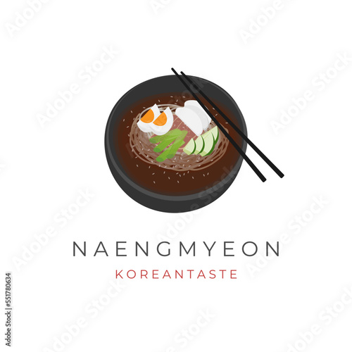 Cold Spicy Korean Noodles Illustration Logo of Bibim Naengmyeon photo