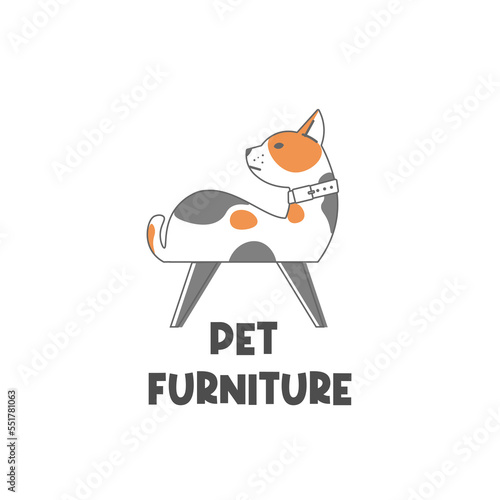 Cute Pet Furniture Illustration Logo