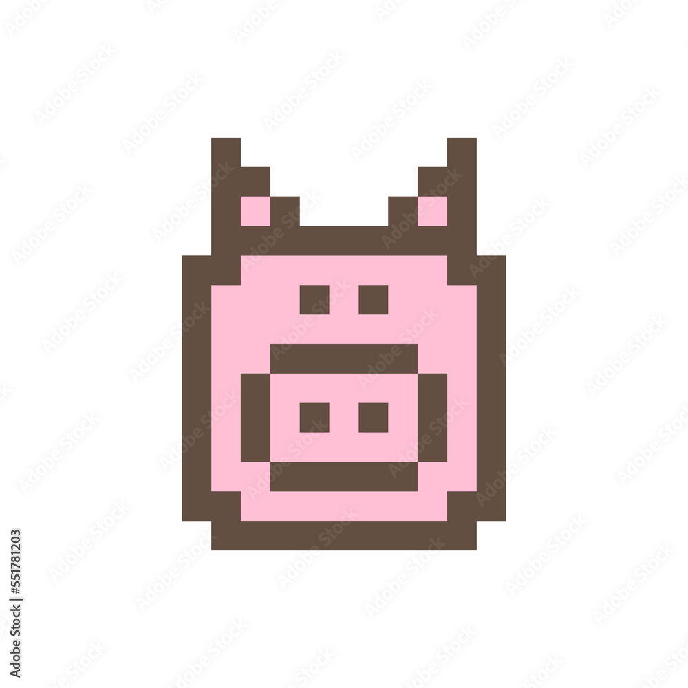 Cartoon pig head. Vector icon and logo. Pixel art style. Cartoon pig head. Vector icon and logo. Pixel art style.