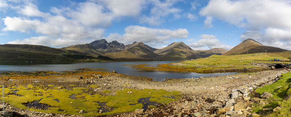 Panoramic View of Torrin Pools near Broadford on the Isle of Skye, Scotland