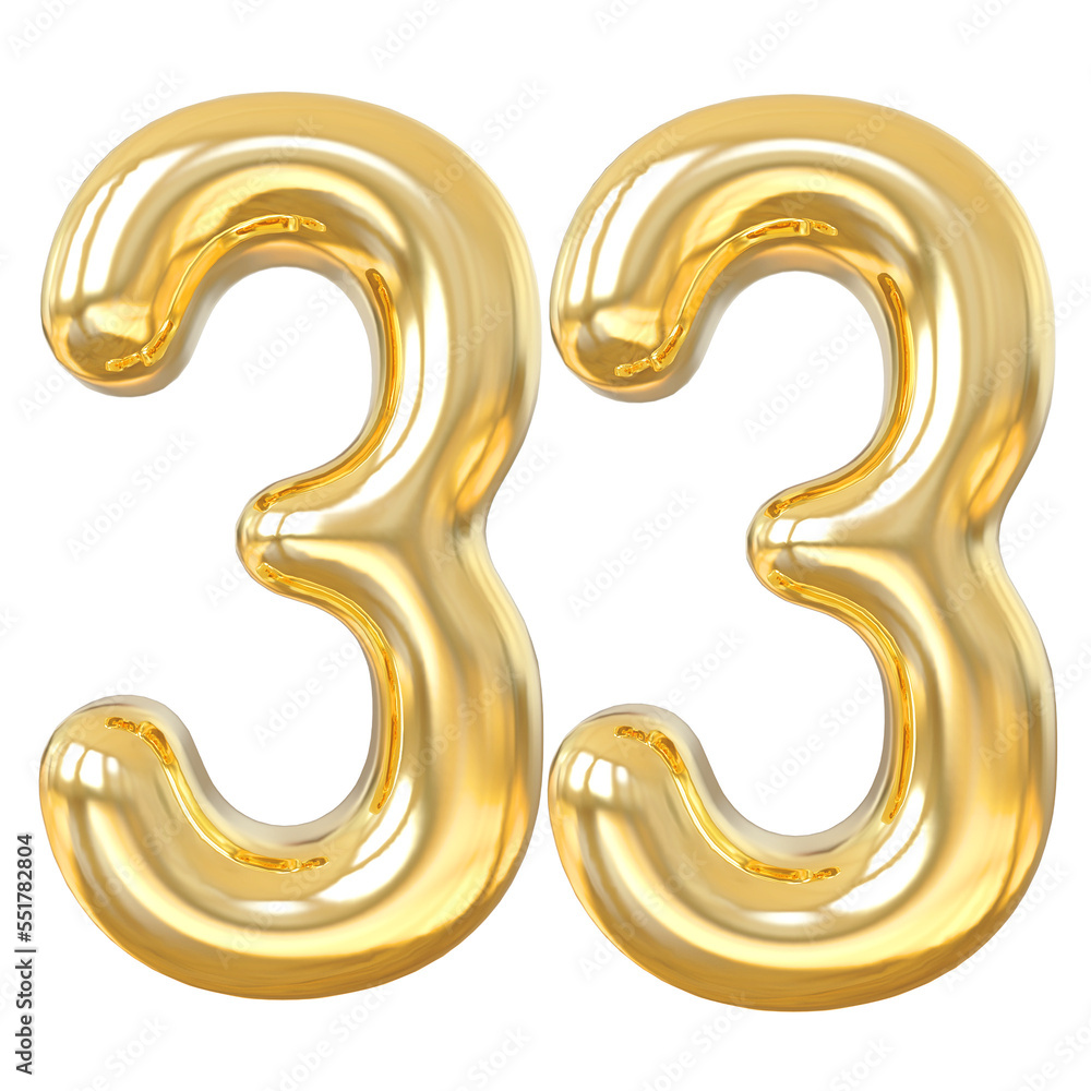 3d numbers 33 gold with generative AI 3d numbers 33 gold with generative AI