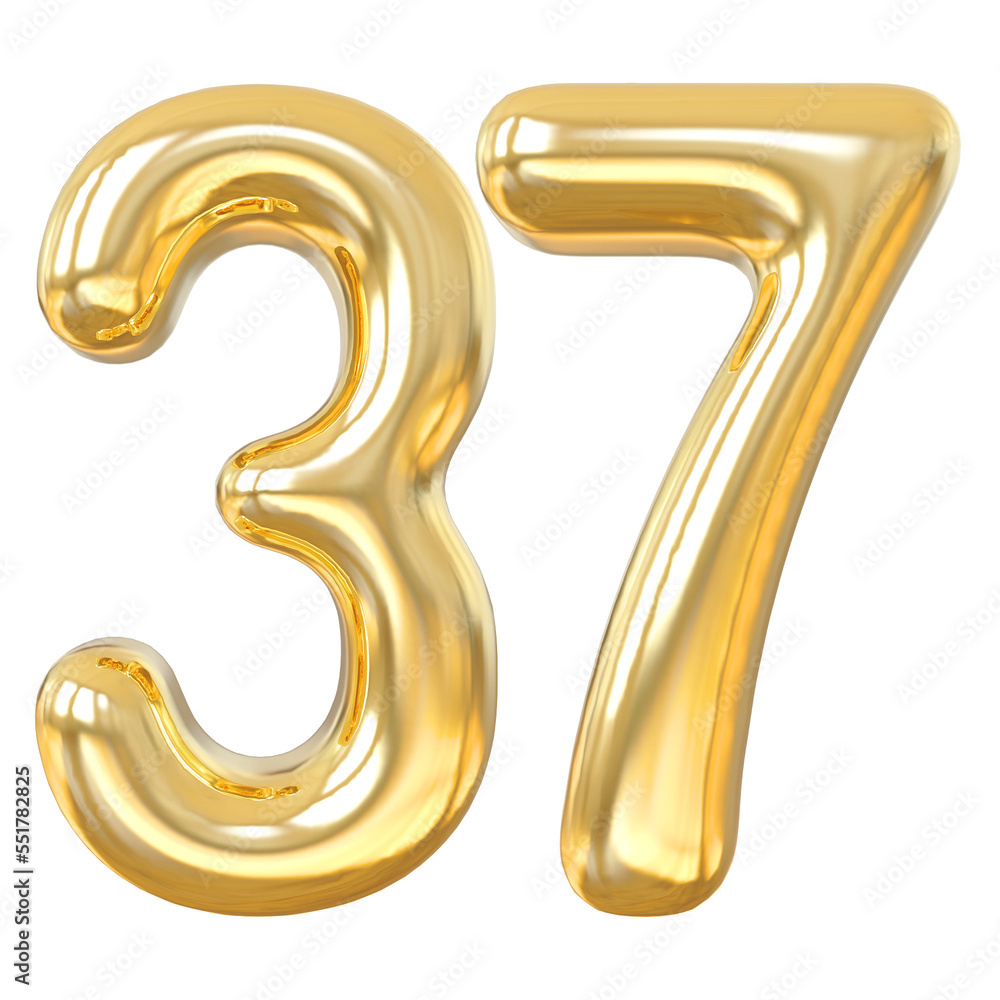 3d numbers 37 gold with generative AI