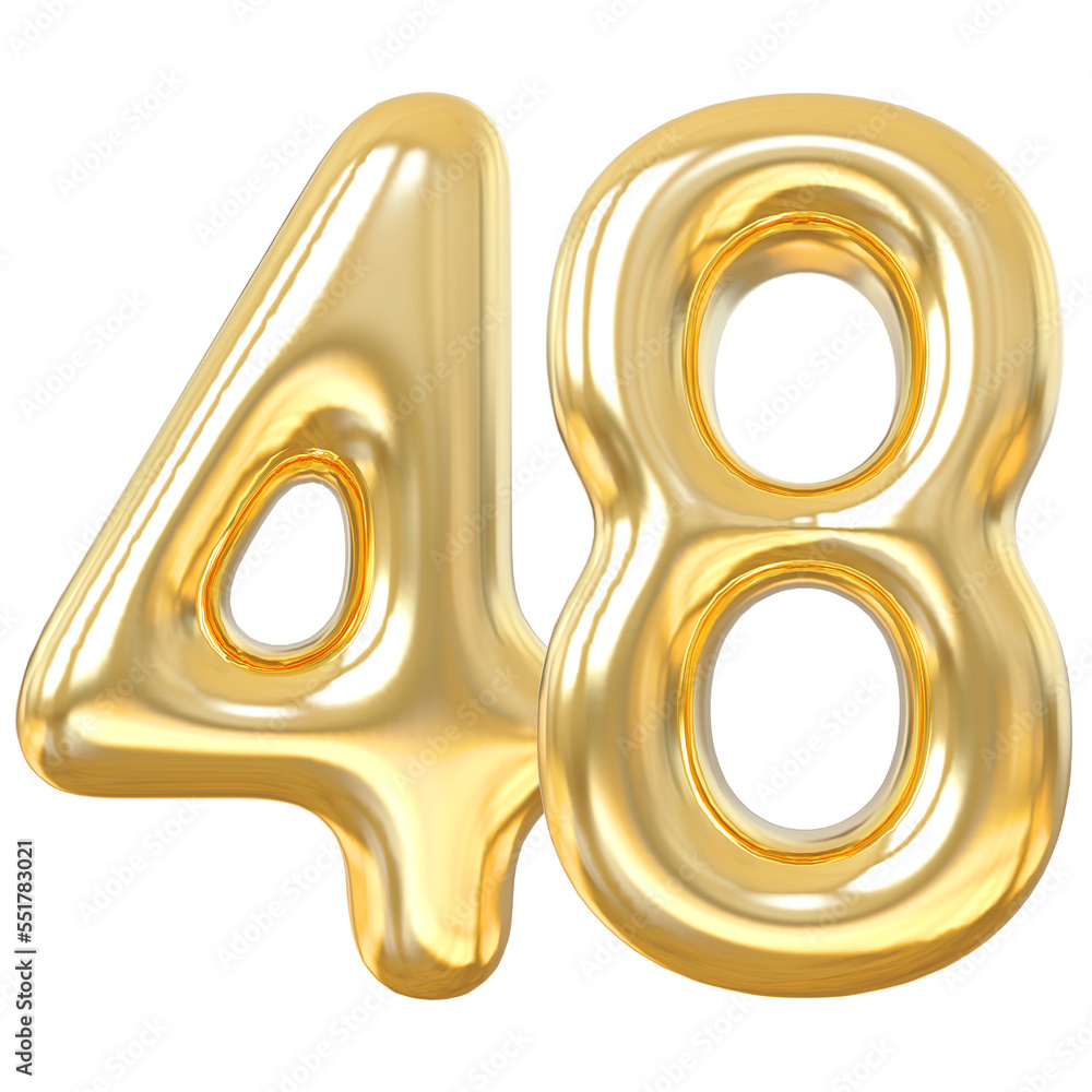 3d numbers 48 gold with generative AI 3d numbers 48 gold with generative AI