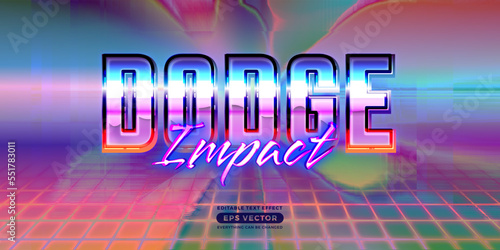 Dodge impact editable text style effect in retro style theme ideal for poster, social media post and banner template promotion