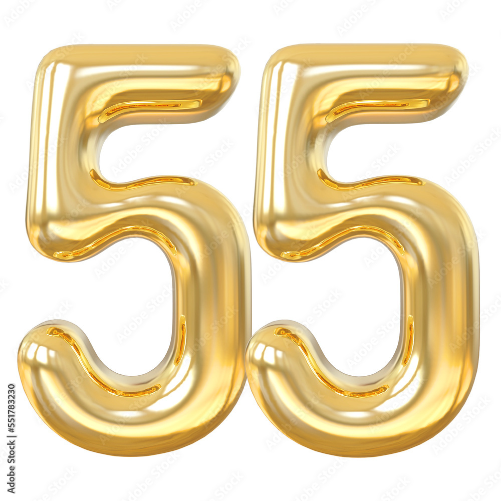 3d numbers 55 gold with generative AI 3d numbers 55 gold with generative AI