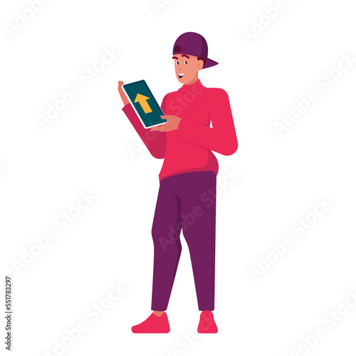 Male Character In Casual Clothes With Book In Hands. Confident Successful Happy Man Reading Self Development Textbook