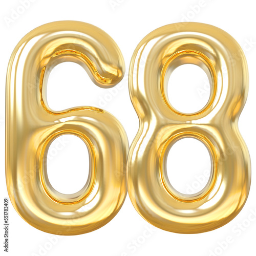 3d numbers 68 gold with generative AI
