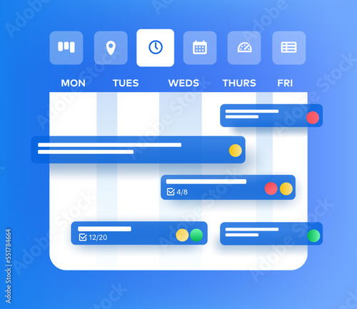 Task schedule management timeline. Vector illustration
