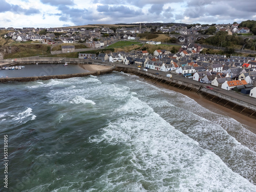 Obraz na płótnie Drone image over the harbor of Buckie, a town in the Moray Council Area of Scotland w salonie