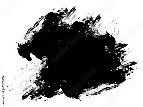 Abstract black brush stroke smudge, random splash of black paint, masking shapes for manipulation purposes, isolated object illustration with transparent background