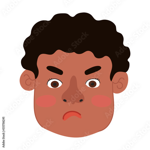 Vector Colorful Illustration of Angry Boy Isolated on White Background