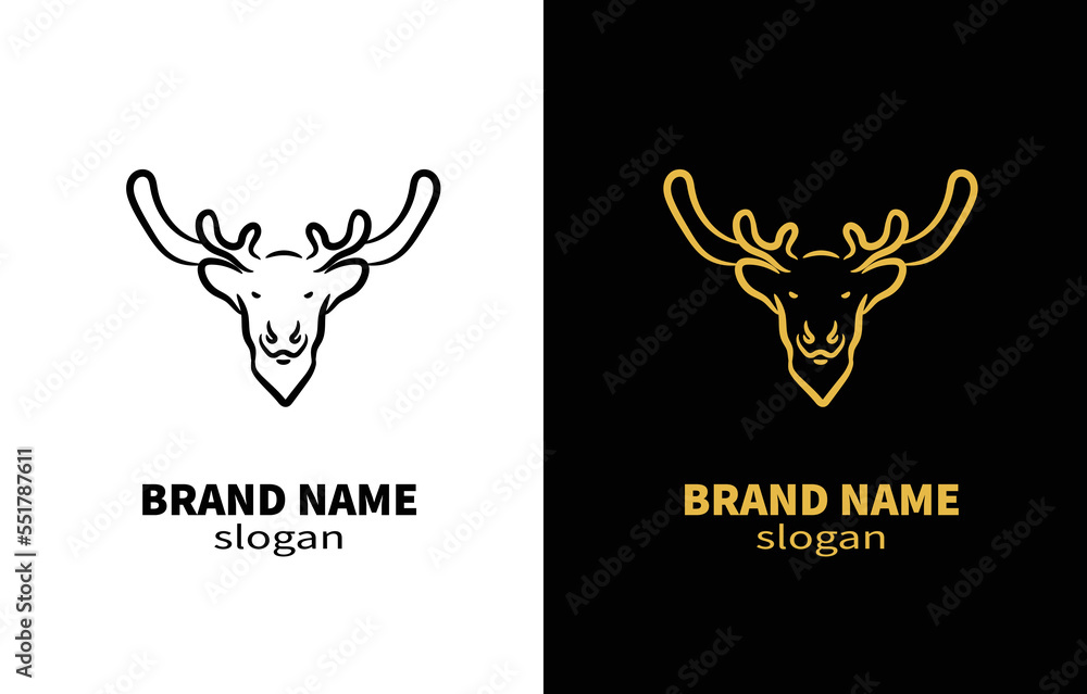 Elk Head Deer Line Art Logo Design Elk Head Deer Line Art Logo Design