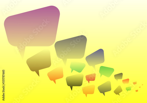 Dialogue speech bubbles with modern gradient, vector art.