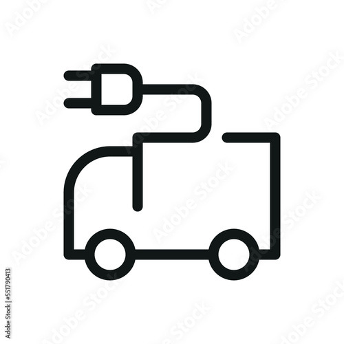 Electric truck isolated icon, electric vehicle vector icon with editable stroke