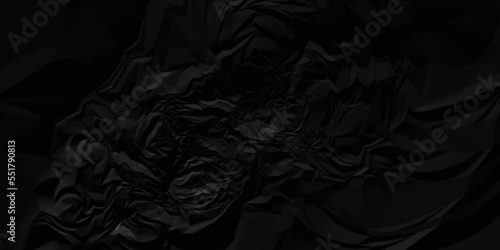 Black paper texture . Dark black wrinkled paper texture. Black crumpled paper texture . black crumpled and top view textures can be used for background of text or any contents . close to silk .