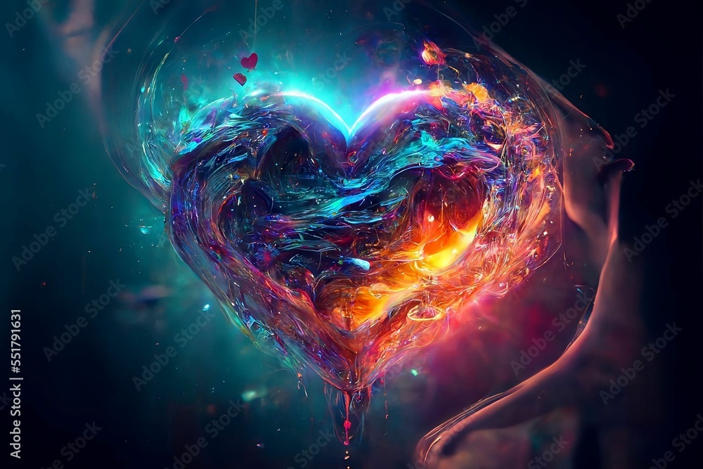 Ethereal, spiritual heart with energy swirling like paint, Generative