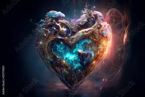 Ethereal  spiritual heart with mysterious blue energy swirling inside  Generative AI  is not based on any original image  character or person