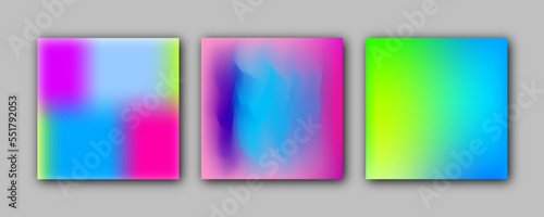 Rainbow Gradient Set. Color Background. Pink, Green, Red, Blue, Violet, Yellow Blurred Mesh. Vector Modern Banners. AbstractBright Wallpaper. Technology Cover And Template Design.