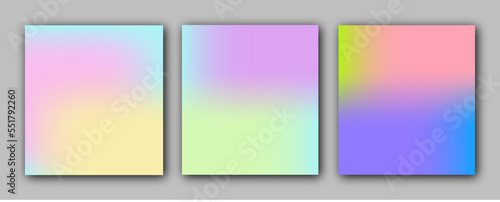 Rainbow Gradient Set. Color Background. Pink, Green, Red, Blue, Violet, Yellow Blurred Mesh. Vector Modern Banners. AbstractBright Wallpaper. Technology Cover And Template Design.
